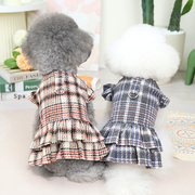 宠物狗狗衣服冬季秋冬装可挂牵引绳英伦风裙子泰迪比熊博美小型犬
