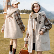 初中生羊羔毛外套(毛外套，)女秋冬季2023韩版加厚少女大童高中学生冬装