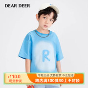 迪迪鹿童装，24夏季男大儿童浅蓝色，短袖t恤c123212306
