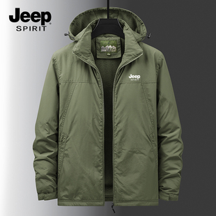 jeep吉普男士棉衣，加绒加厚保暖冲锋衣防水防风，大码工装夹克外套