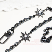 DIY黑色八角星镶钻装饰链皮草手工包带链条配件金属包链包包链