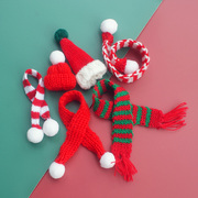 圣诞节小帽子迷你小围巾红色，绿色装饰挂件玩偶，仙人掌节日造景装扮
