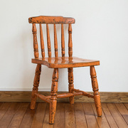 欧式田园复古做旧休闲椅子温莎椅时尚创意美式乡村餐椅实木靠背椅