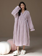 「加厚加绒」日式珊瑚绒睡衣睡袍女秋冬季长款和服保暖浴袍家居服