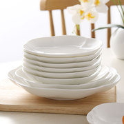 景德镇中式家用盘子菜盘创意碟子骨瓷装菜菜盘餐盘深盘骨瓷纯白色