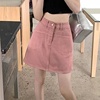 #粉色大码牛仔短裙女夏季薄款a字裤裙包臀裙设计感半身裙子
