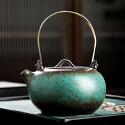 唐丰陶瓷复古泡茶壶，单个家用客厅窑变提梁壶过滤功夫，冲茶器天目盏