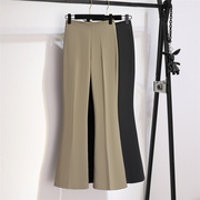 西装喇叭裤垂感夏季女2024高级感显瘦高腰，黑色微喇裤休闲长裤