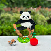 大熊猫萌兰花花果赖微型(赖微型)小颗粒积木，益智拼装玩具男孩儿童拼图礼物
