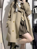 小个子风衣女2023春秋韩系高级感黑色英伦，风中长短款大衣外套