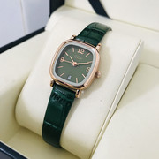 手表女ins风绿色小方表带日历简约薄款小表盘皮带学生女士手表