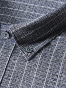 纯棉长袖衬衫男 高端磨毛灰色条纹 普洛克扣尖领 中厚款衬衣