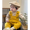 ins韩版秋季婴儿针织连体背带裤男女宝宝洋气外出爬服2件套装