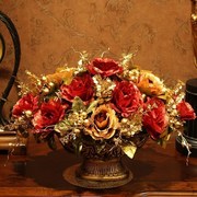 客厅仿真花套装假花装饰绢花玫瑰，餐桌摆件盆栽，欧式花瓶插花艺摆设