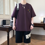 青少年夏季运动套装男孩13-15岁大童帅气短袖t恤初中学生夏装衣服
