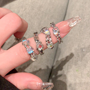 复古月光石戒指女小众设计高级感欧泊素圈戒指银色尾戒食指环