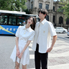 领证结婚情侣装夏季韩版短袖衬衫法式连衣裙小众设计感一裙一衣潮