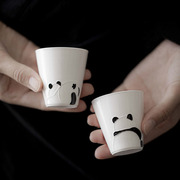 手绘堆雕熊猫品茗杯功夫，茶具家用陶瓷闻香杯创意喝茶杯