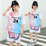 女童篮球服中国风儿童足球，服假两件短袖24号科比，球衣羽毛球服女生