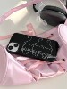 俏皮女孩复古感黑色钻石印花猫咪适用于iphone13pro14promax苹果151211手机壳保护套软壳