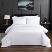 五星级店四件套床上用品全白色纯棉贡缎被套全棉床单被罩民宿宾馆