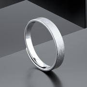 925纯银单身潮流戒指男士拉丝简约食指指环可调开口个性礼物饰品