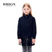 rbigx瑞比克童装冬季女童韩版荷叶领珠片下摆，长袖衬衫