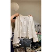日系棉麻白色衬衫2024女夏季薄款亚麻防晒开衫外搭设计感上衣