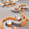 办公室休息区休闲沙发，简约现代大厅会客接待弧形异形圆形茶几组合
