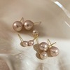 藕粉色珍珠耳环2024耳钉女小众设计轻奢高级感百搭耳饰品