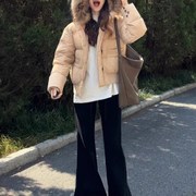 大毛领羽绒服女冬季高级感超好看小个子，棉服美式小众短款韩系外套