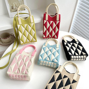 包包女韩版小众设计几何菱形，包迷你(包迷你)手机包百搭单肩手提包零钱包