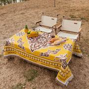 艺术感民族风氛围桌布野餐垫防潮垫野营露营桌布库波西米亚桌布厚