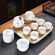 促器酋 高档功夫茶具套装带茶盘整套家用羊脂玉侧把茶壶陶瓷茶厂