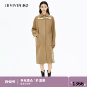 设计师品牌iiiviviniko秋长款双面，羊绒毛呢大衣外套女