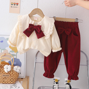 女童套装春季儿童秋季两件套宝宝洋气卫衣休闲裤子，春装婴幼儿衣服