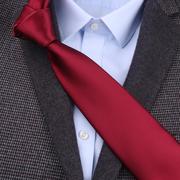 酒红色领带男正装结婚新郎拉链式免打结西装休闲商务手打领带懒人