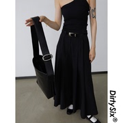 DirtySix原创潮牌简约时尚复古黑色单肩包大容量大包托斜挎包女包