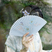 昙花一梦夏季苏州复古风扇子折扇汉服，少女旗袍中国风扇形