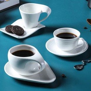 陶瓷咖啡杯套装纯白色骨瓷，咖啡杯欧式创意，杯碟英式红茶杯奶茶杯碟
