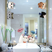 创意镜子镜面贴纸装饰品浴室卫生间3d立体卡通动物玻璃墙贴画自粘