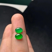 玉石缅甸翡翠蛋面戒指阳绿满绿玉戒指镶嵌裸石圆面糖果色翠绿绿色