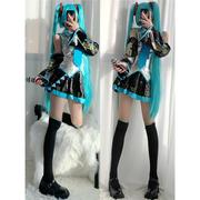 初音未来假发cos服miku公式服日本少女动漫，白银漆皮jk女装cosplay