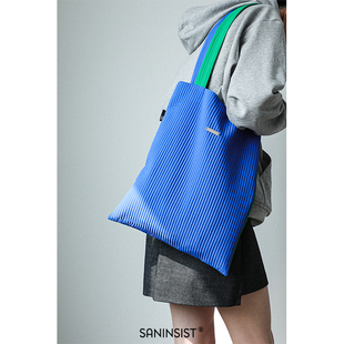saninsist原创设计撞色单肩包时尚多巴胺配色包包环保帆布包布袋