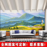 现代巨人山风景背景墙油画山脉大型电视壁画客厅沙发卧室装饰壁纸