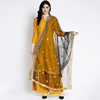印度进口传统服饰套装中长款绵绸黄色民族风薄款透气上衣裤子围巾