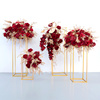 中式婚礼红色立体花艺 几何立方体背景装饰路引花球壁挂装饰花艺
