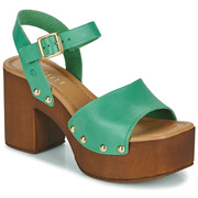 Fericelli女凉鞋超高跟露趾扣带小个子增高时装鞋绿色夏季2023款