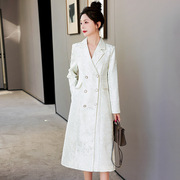 白色优雅风衣大衣女2023年设计感知性，气质名媛中长款外套春款