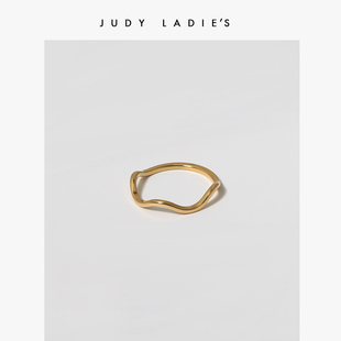 judy10月18k安娜几何，素圈戒指女关节戒ins小众，设计组合套戒